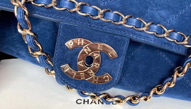 Chanel Flap Shoulder Bags XXL Blue CF1553 Gold