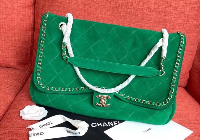 Chanel Flap Shoulder Bags XXL Green CF1553 Gold