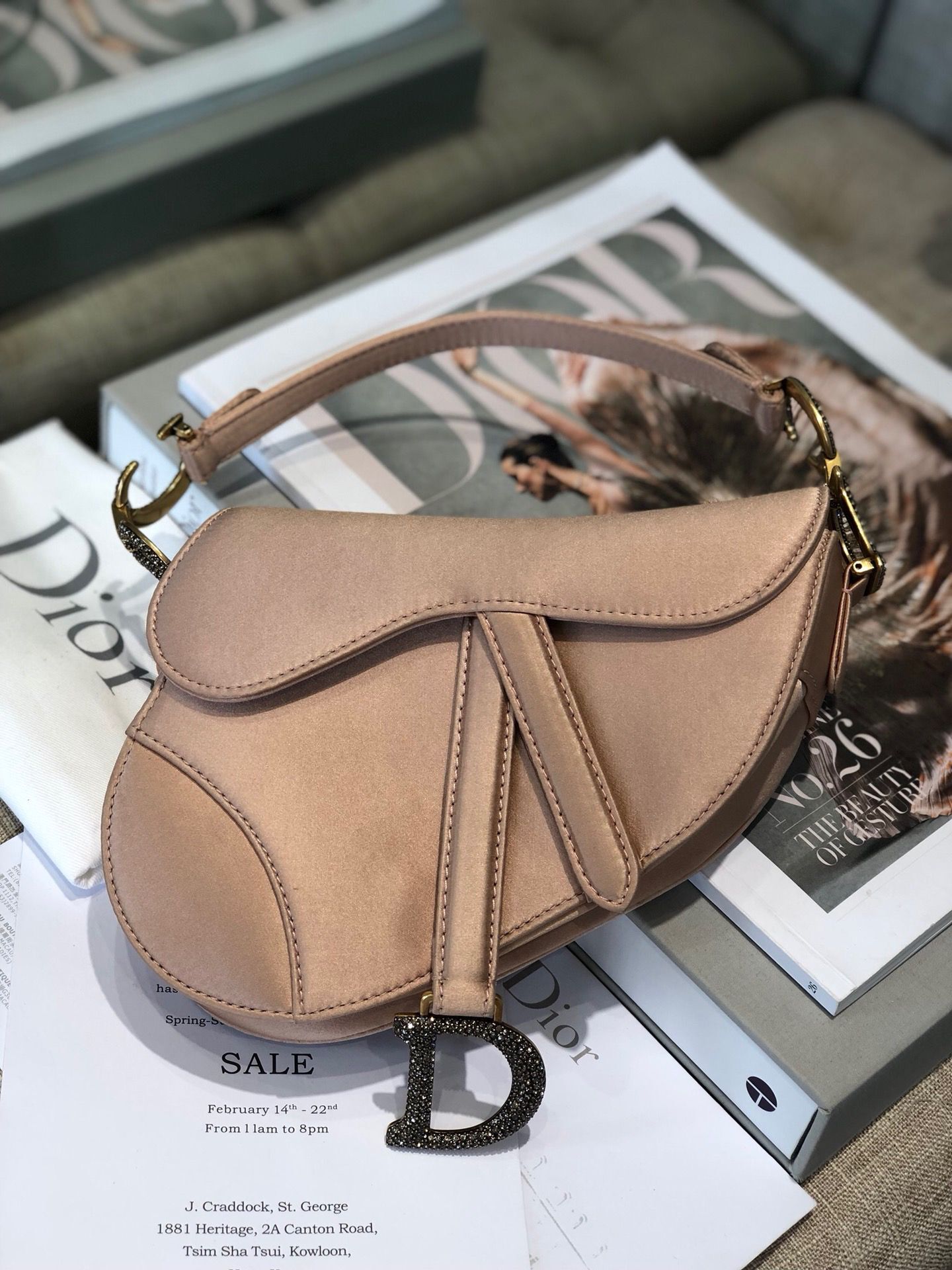 Dior SADDLE SATIN MINI BAG M447S Champagne