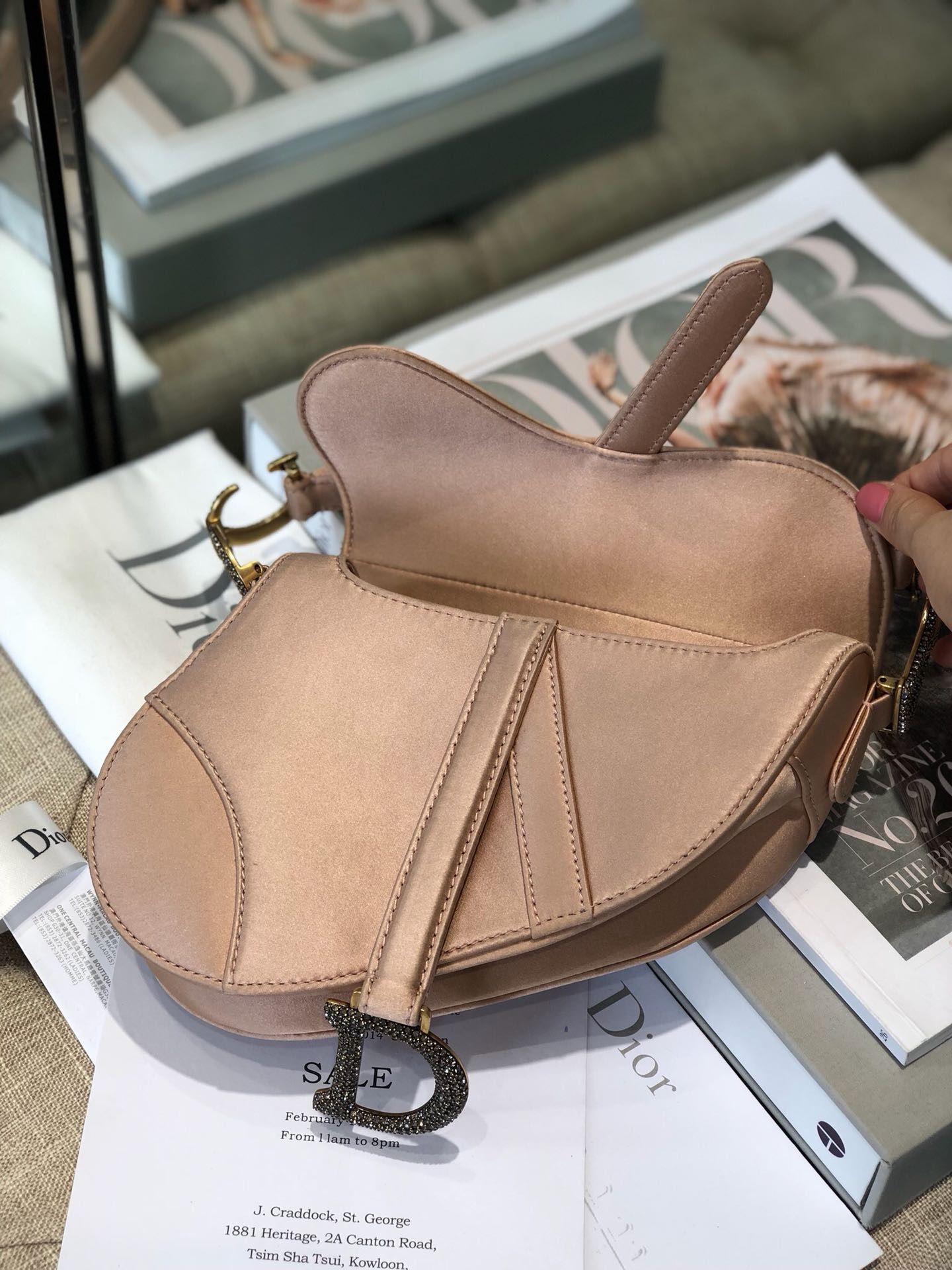 Dior SADDLE SATIN MINI BAG M447S Champagne