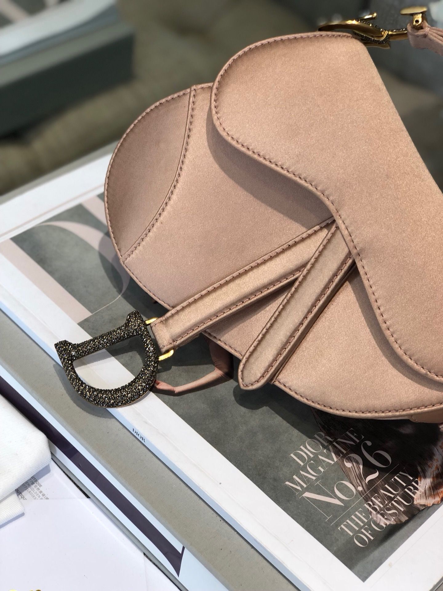 Dior SADDLE SATIN MINI BAG M447S Champagne