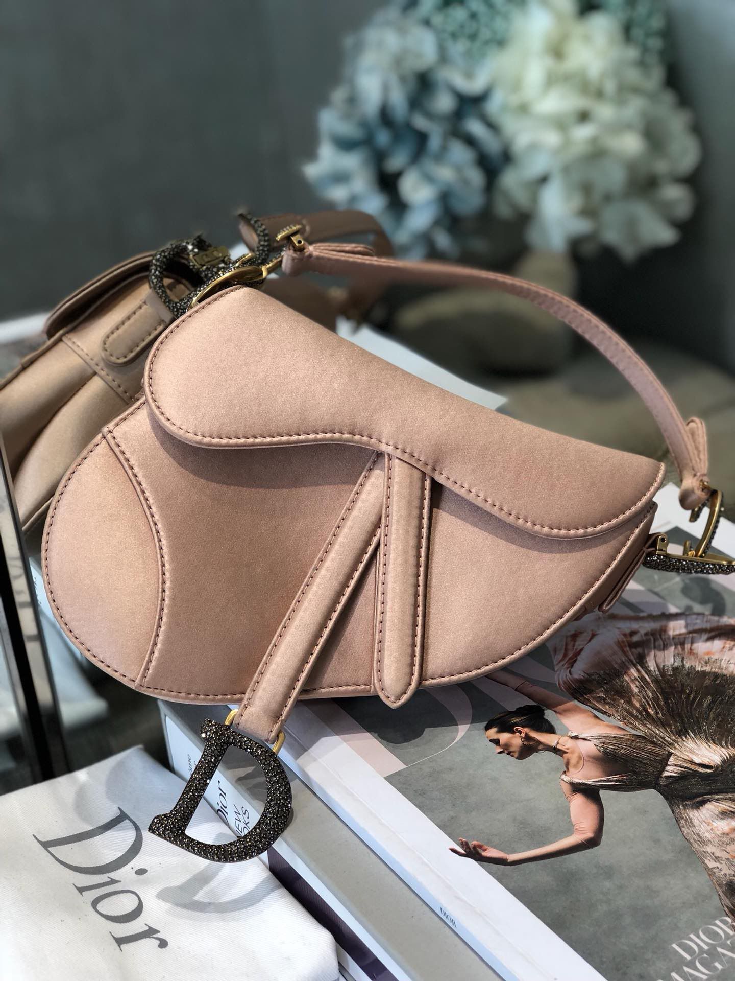 Dior SADDLE SATIN MINI BAG M447S Champagne