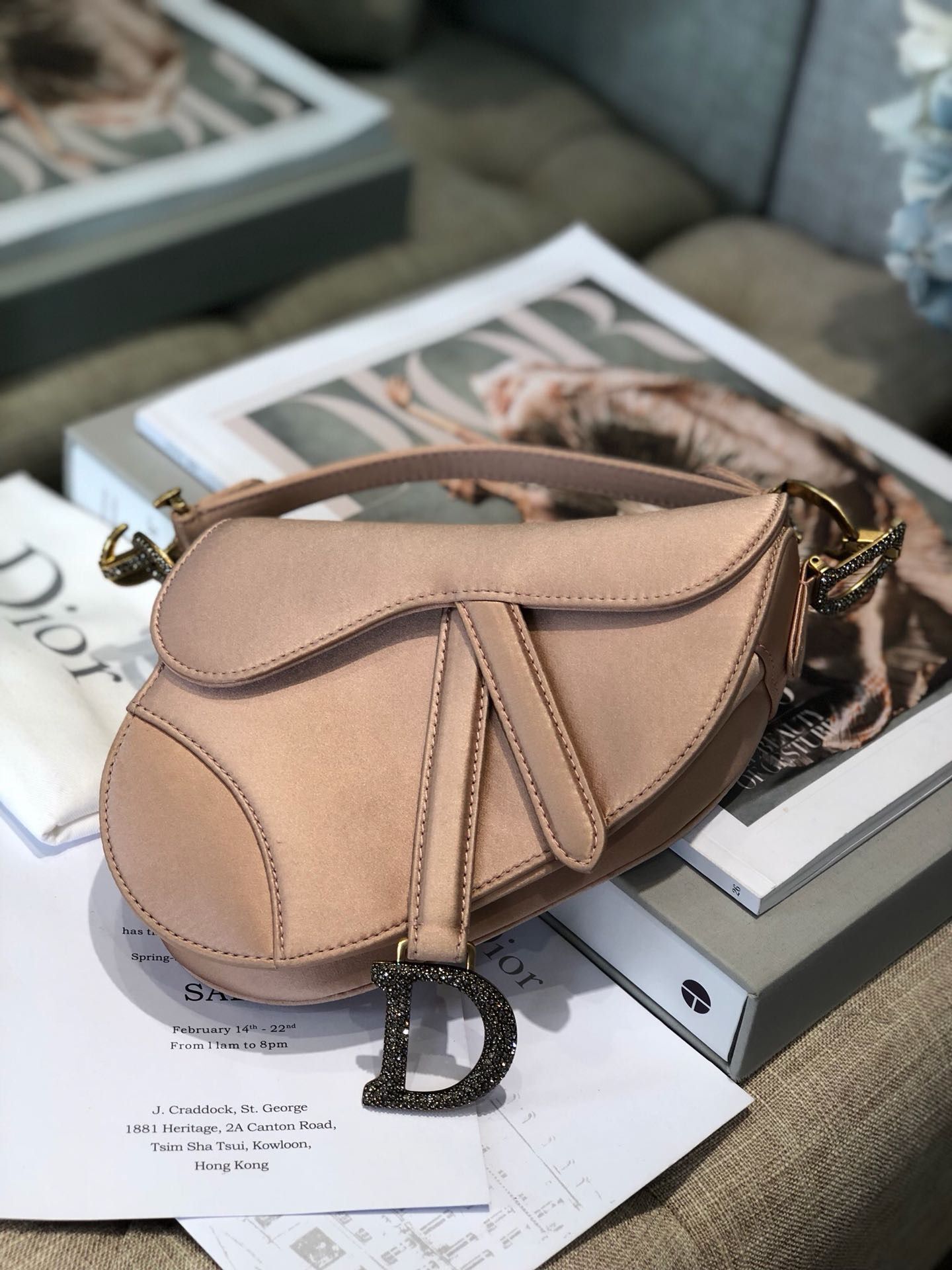 Dior SADDLE SATIN MINI BAG M447S Champagne