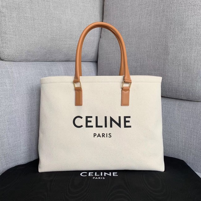 Celine VERTICAL CABAS CELINE IN CANVAS WITH CELINE PRINT AND CALFSKIN 190062