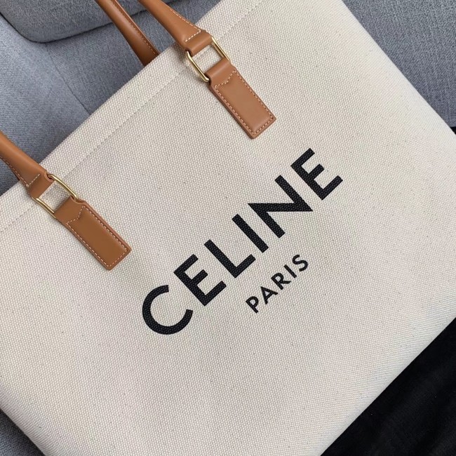 Celine VERTICAL CABAS CELINE IN CANVAS WITH CELINE PRINT AND CALFSKIN 190062