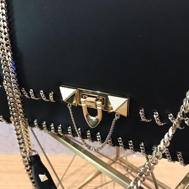 VALENTINO Leather Bag Black 2046 Gold Chain