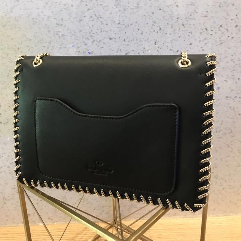 VALENTINO Leather Bag Black 2046 Gold Chain