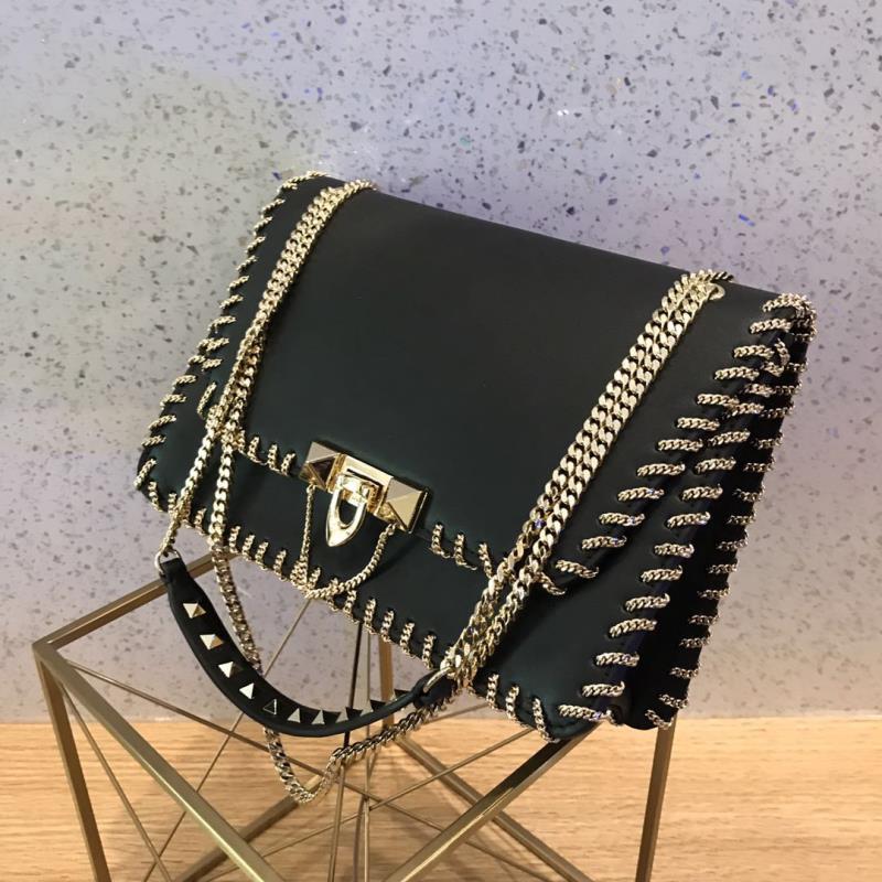 VALENTINO Leather Bag Black 2046 Gold Chain