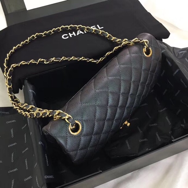 Chanel Calfskin & Gold-Tone Metal A01112 black