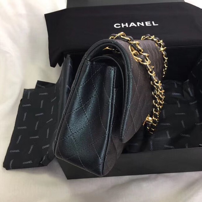 Chanel Calfskin & Gold-Tone Metal A01112 black