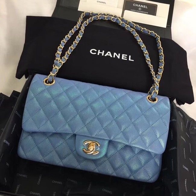 Chanel Calfskin & Gold-Tone Metal A01112 blue