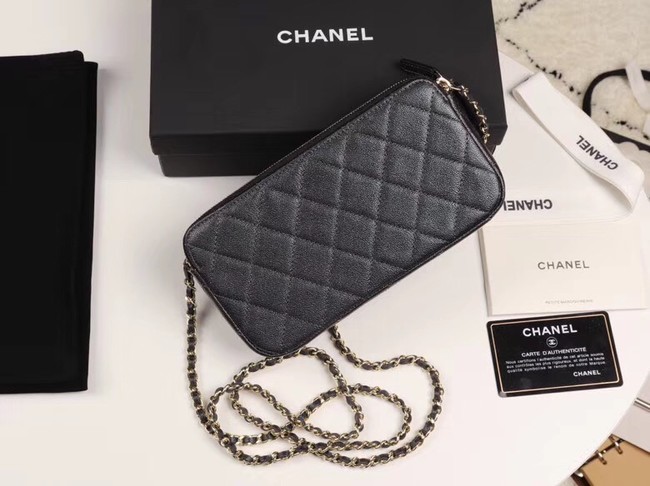 Chanel Calfskin & Gold-Tone Metal A82527 black