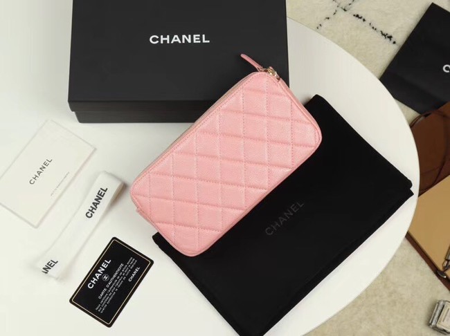 Chanel Calfskin & Gold-Tone Metal A82527 pink