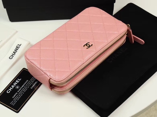 Chanel Calfskin & Gold-Tone Metal A82527 pink