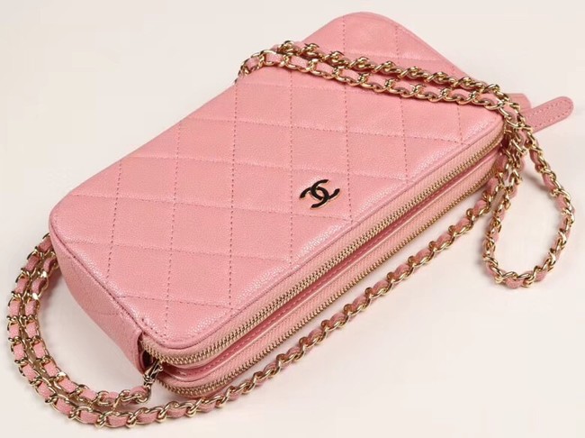Chanel Calfskin & Gold-Tone Metal A82527 pink