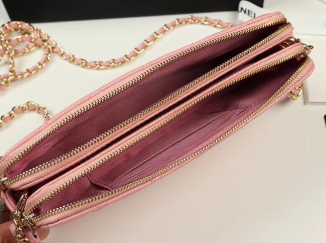 Chanel Calfskin & Gold-Tone Metal A82527 pink