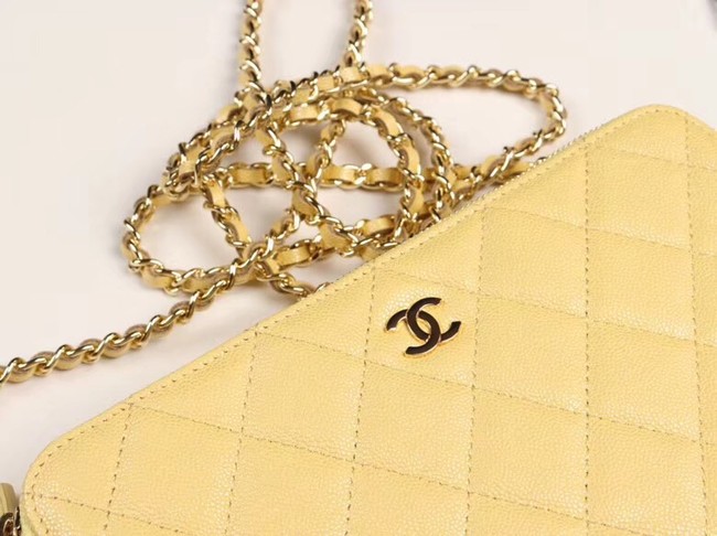 Chanel Calfskin & Gold-Tone Metal A82527 yellow