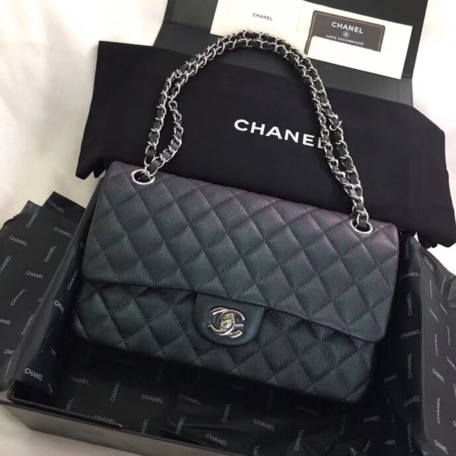 Chanel Calfskin & Silver-Tone Metal A01112 black