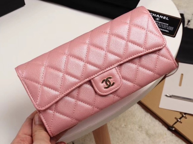 Chanel Calfskin Leather & Gold-Tone Metal A80758 pink