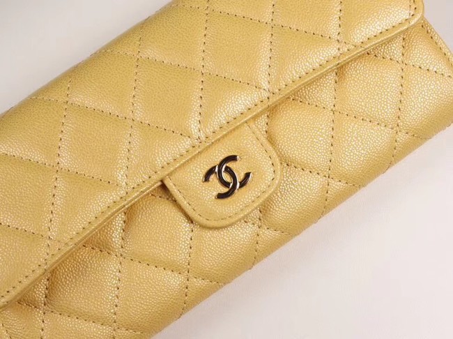 Chanel Calfskin Leather & Gold-Tone Metal A80758 yellow