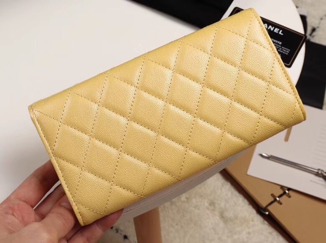 Chanel Calfskin Leather & Gold-Tone Metal A80758 yellow