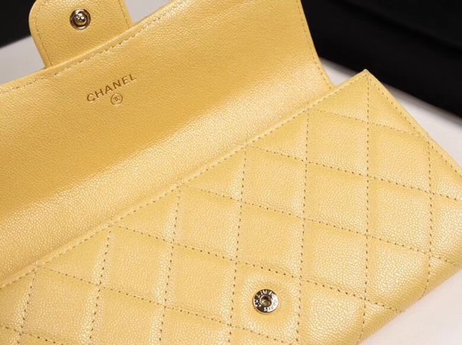 Chanel Calfskin Leather & Gold-Tone Metal A80758 yellow