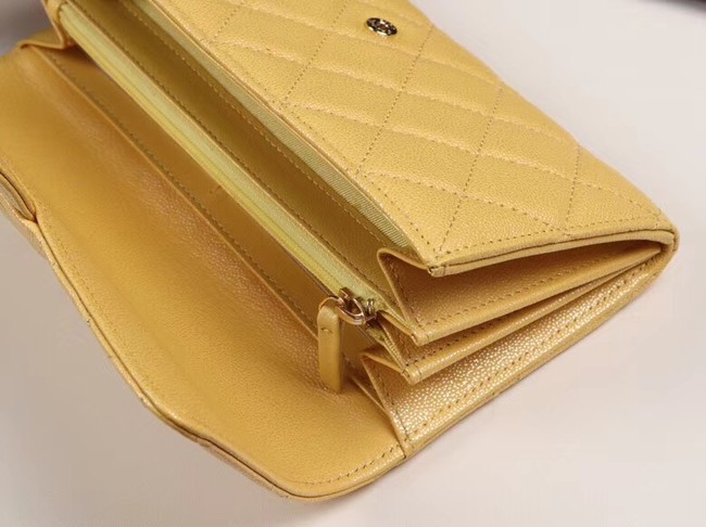 Chanel Calfskin Leather & Gold-Tone Metal A80758 yellow