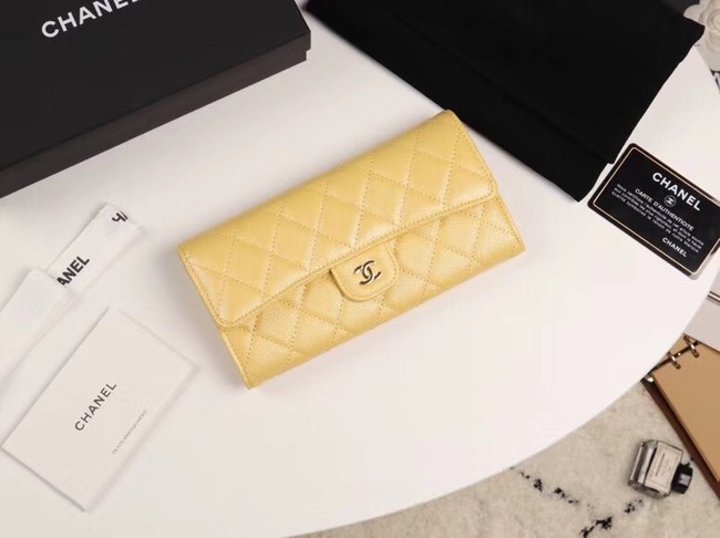 Chanel Calfskin Leather & Gold-Tone Metal A80758 yellow