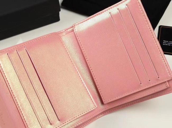 Chanel Calfskin Leather Card packet & Gold-Tone Metal A82288 pink