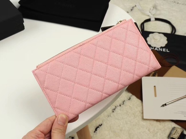 Chanel Calfskin Leather & Gold-Tone Metal A84107 light pink