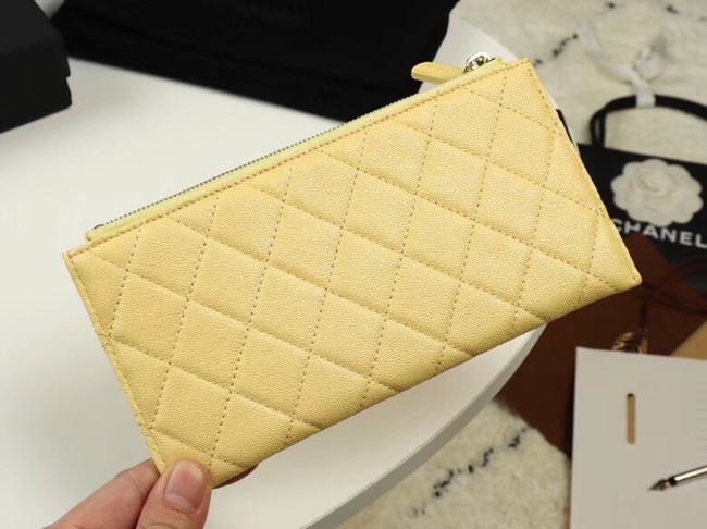 Chanel Calfskin Leather & Gold-Tone Metal A84107 yellow