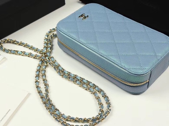 Chanel Grained Calfskin & Gold-Tone Metal A70655 sky blue