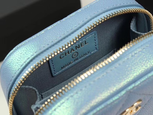 Chanel Grained Calfskin & Gold-Tone Metal A70655 sky blue