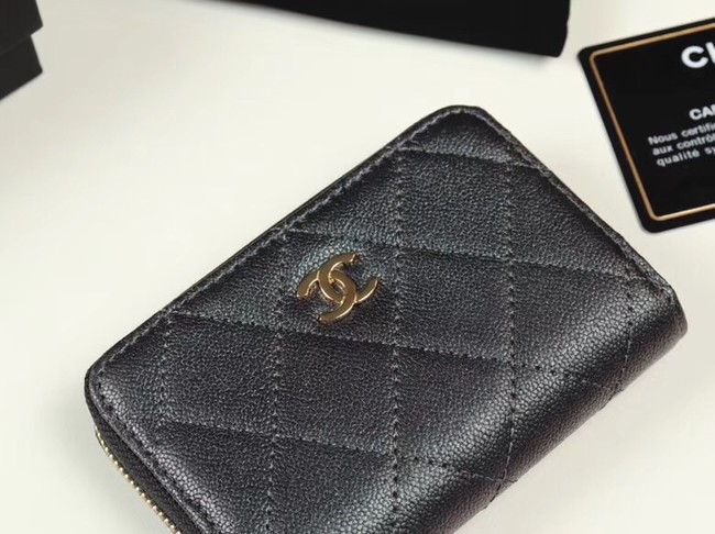 Chanel classic card holder Grained Calfskin & Gold-Tone Metal A69271 black