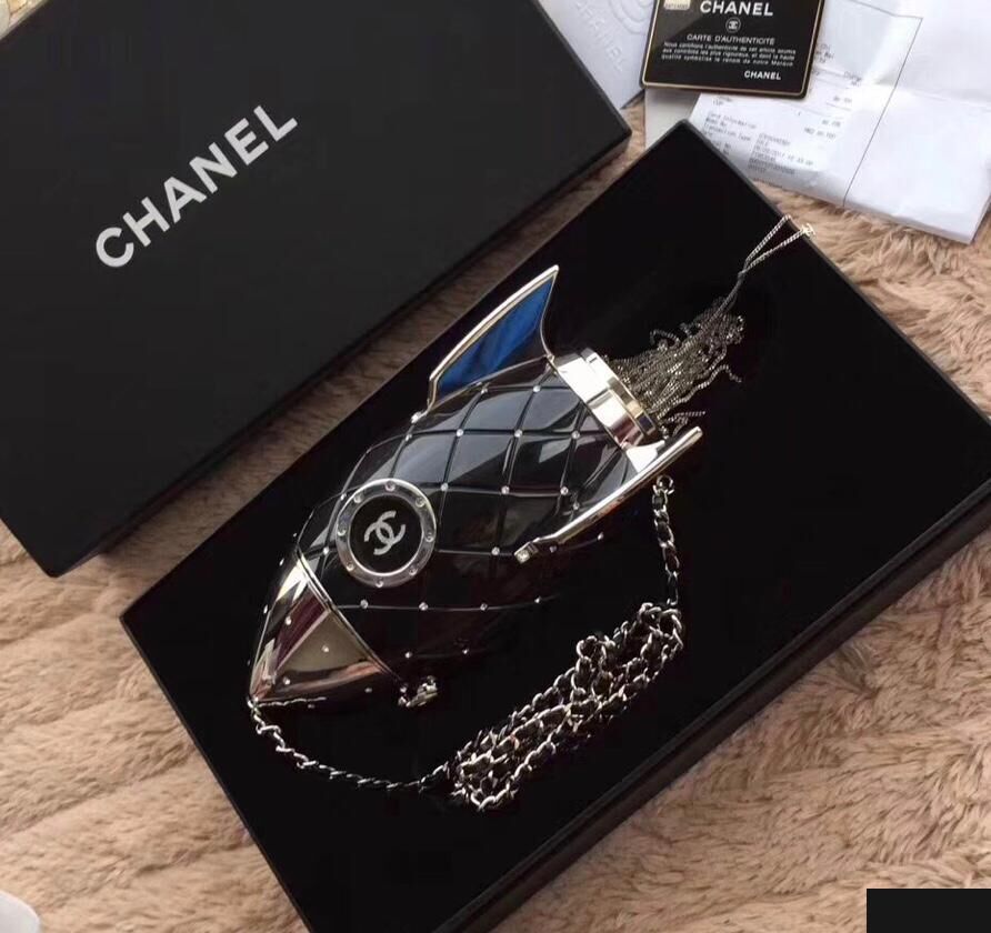 Chanel Rocket Should Black Bag C7890 Silver