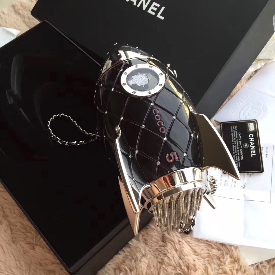 Chanel Rocket Should Black Bag C7890 Silver