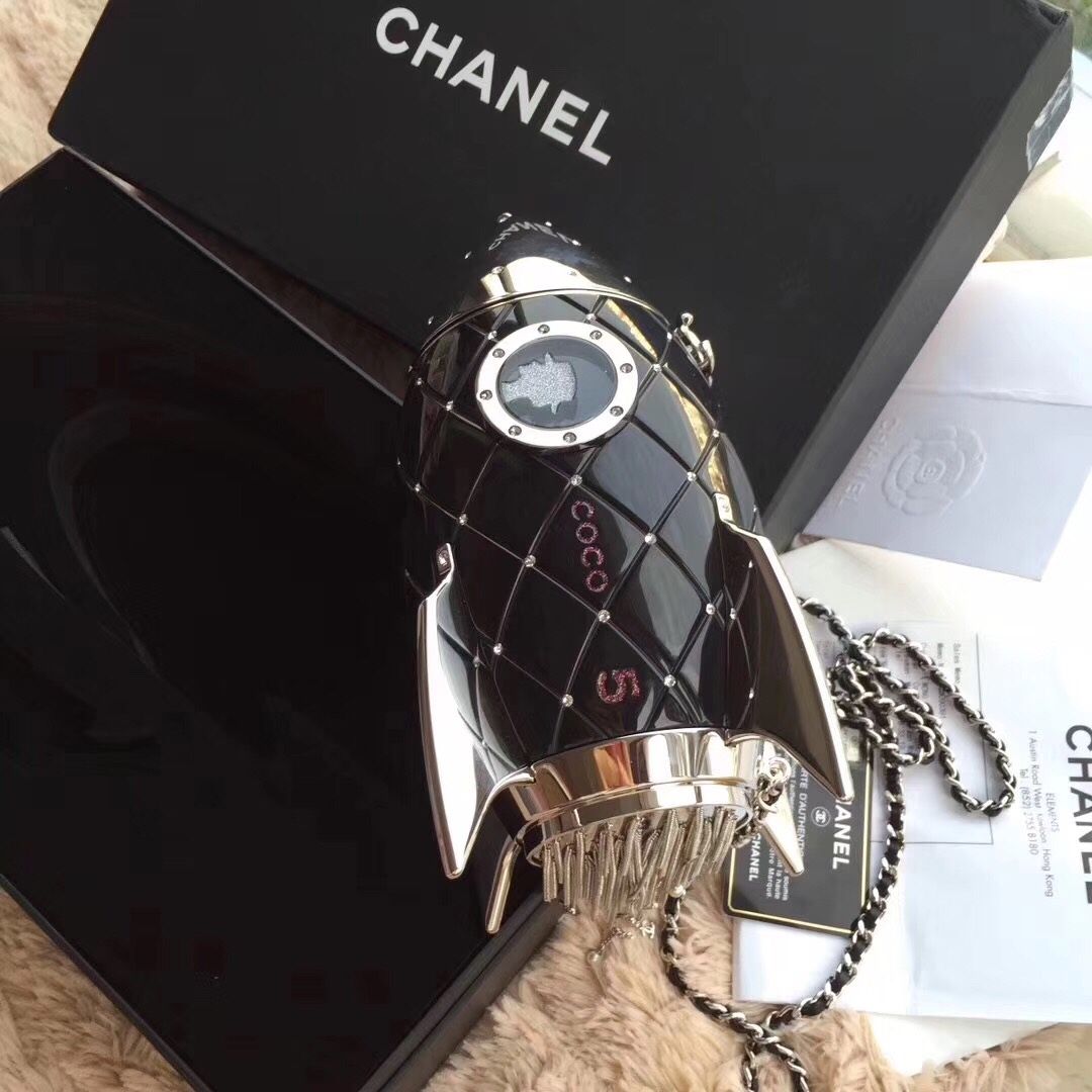 Chanel Rocket Should Black Bag C7890 Silver