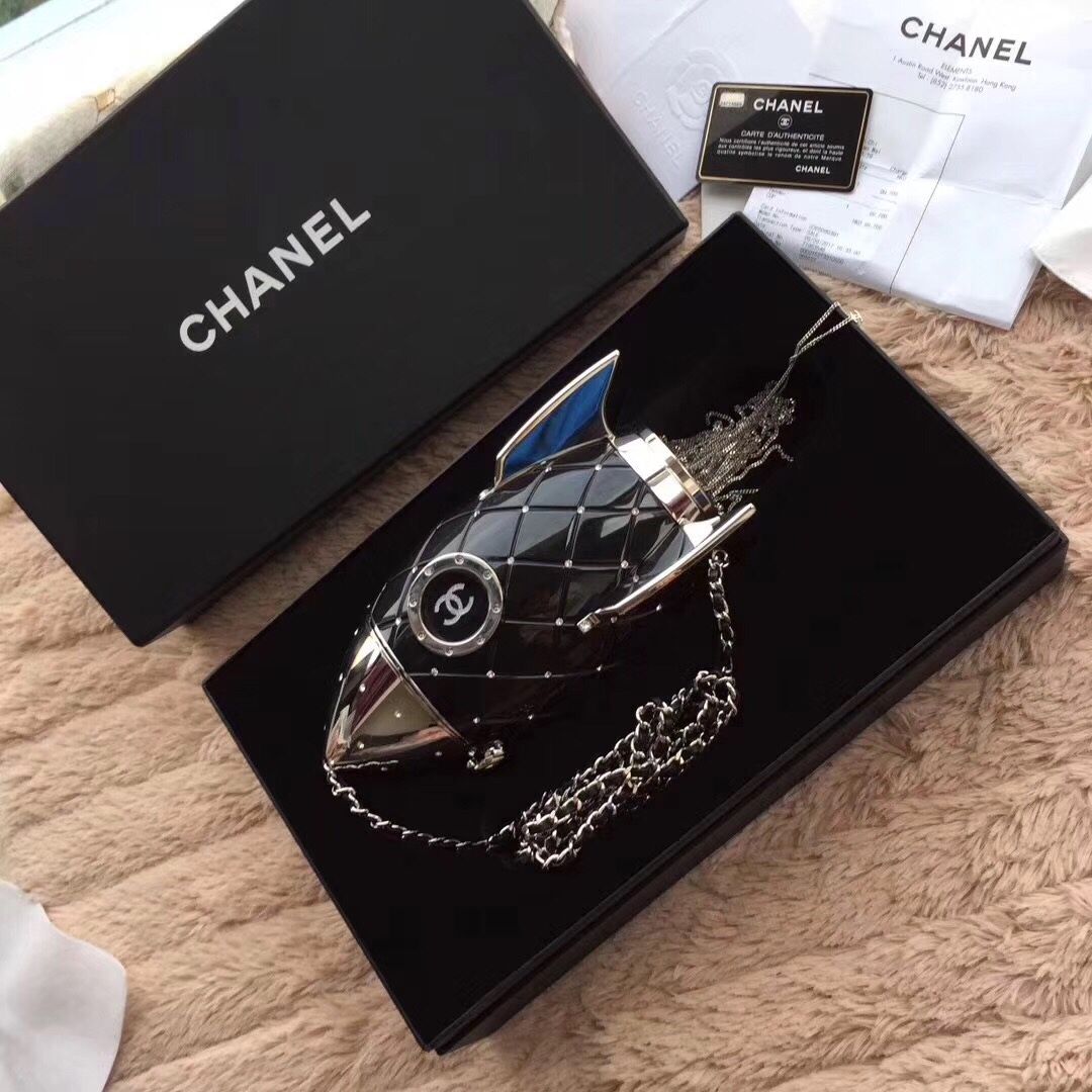 Chanel Rocket Should Black Bag C7890 Silver