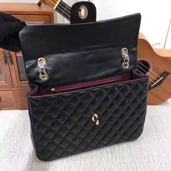 Chanel Flap Shoulder Bag Leather A1118 black
