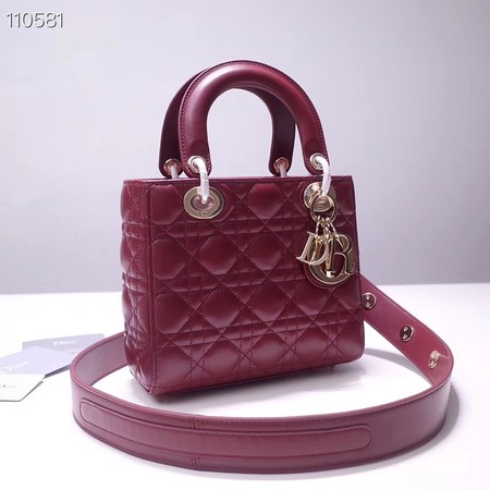 Dior lucky badges Original sheepskin Tote Bag A88035 burgundy