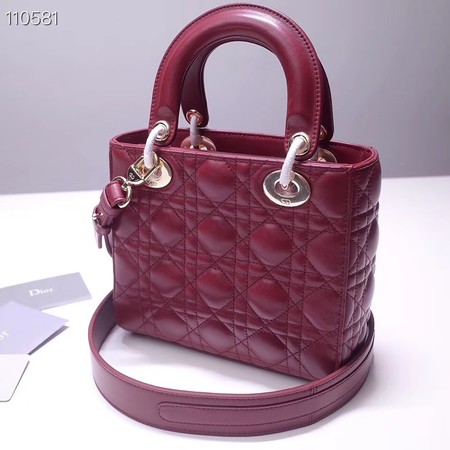 Dior lucky badges Original sheepskin Tote Bag A88035 burgundy