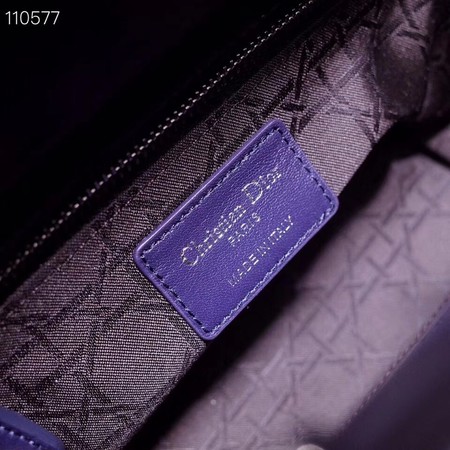 Dior lucky badges Original sheepskin Tote Bag A88035 dark blue