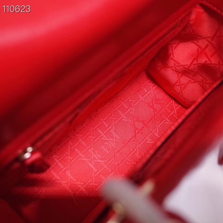 Dior lucky badges Original sheepskin Tote Bag A88035 red