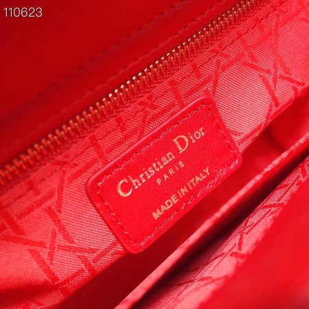 Dior lucky badges Original sheepskin Tote Bag A88035 red