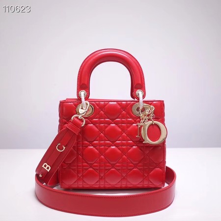 Dior lucky badges Original sheepskin Tote Bag A88035 red