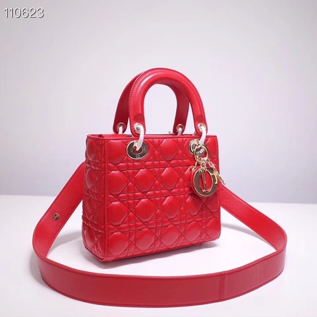 Dior lucky badges Original sheepskin Tote Bag A88035 red