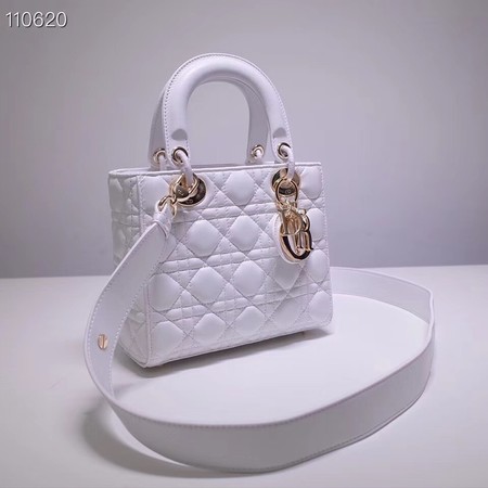 Dior lucky badges Original sheepskin Tote Bag A88035 white