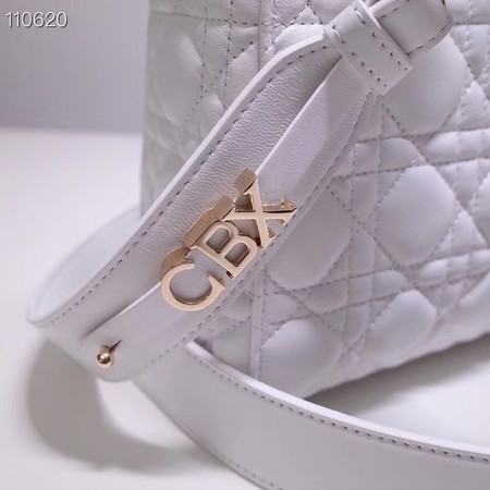 Dior lucky badges Original sheepskin Tote Bag A88035 white