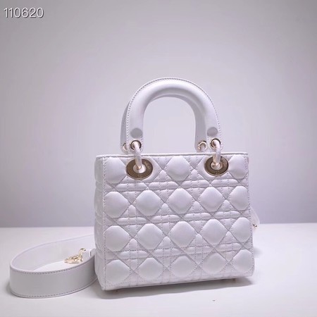 Dior lucky badges Original sheepskin Tote Bag A88035 white