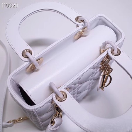 Dior lucky badges Original sheepskin Tote Bag A88035 white